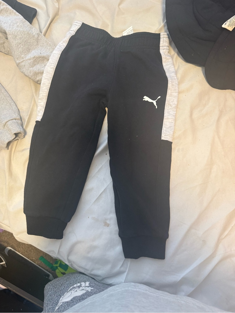 Puma Black Joggers with Heather Gray Side Panels for Kids